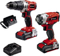 Einhell perceuse-visseuse, 18 V, 1,5 Ah, 2,0 Ah, Rouge/Noir, Temps de charge : 30 min, Sac de Transport) Livré 2 Batteries et Chargeur