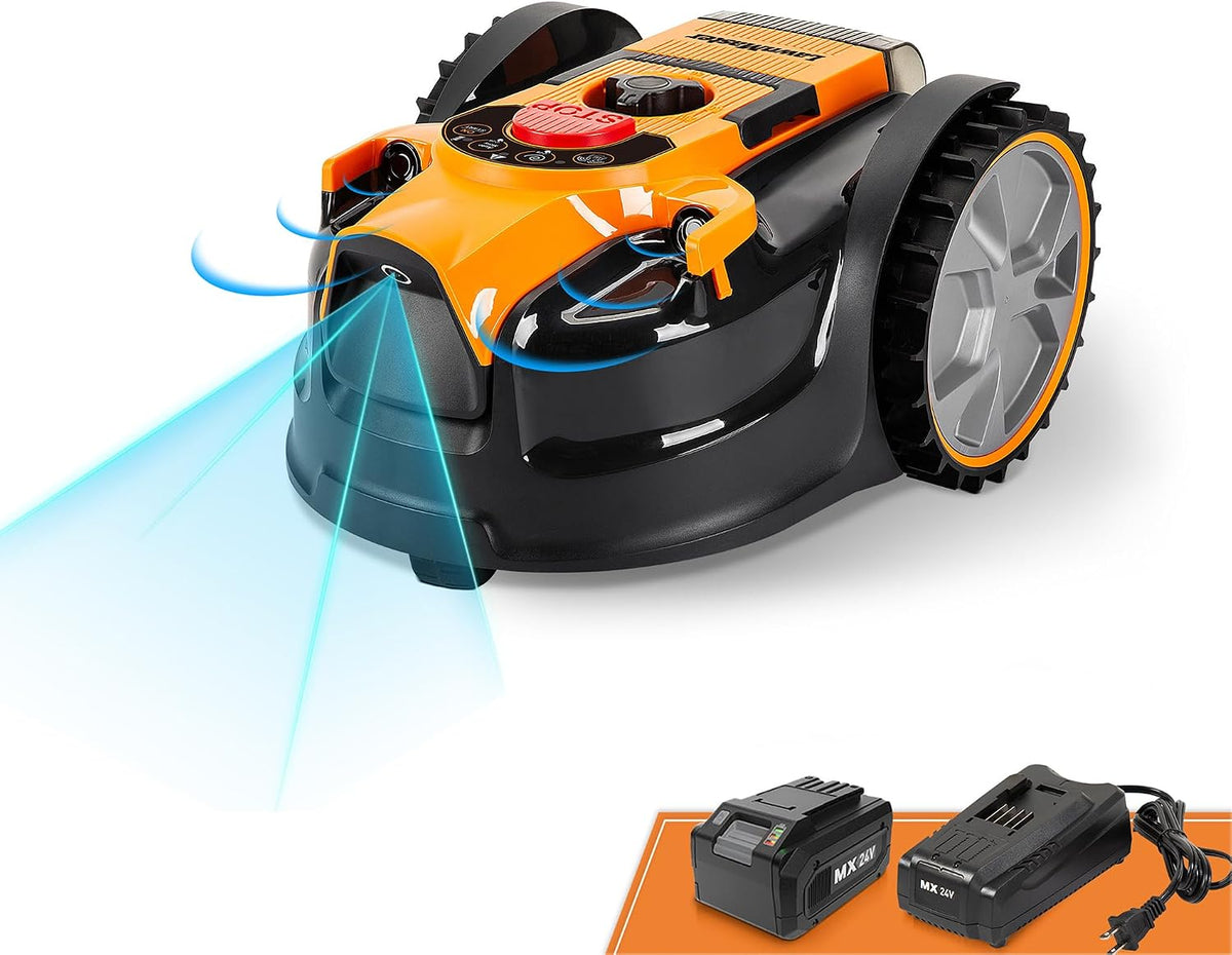 Lawnmaster Tondeuses robot, 150 m, Noir/Bleu, Navigation visuelle, évitement Automatique des Obstacles, Faible Niveau sonore