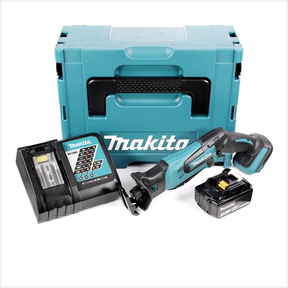 Makita Scies égoïnes, 18 V, 1x3,0, Bleu/Noir, Scie sabre LXT ( Ah) dans coffret MAKPAC - DJR183RF1J