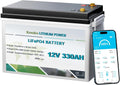 kcvolro batterie, 12 V, 330 Ah, Blanc/Gris, LiFePO4 au lithium, surveillance par application, 200 A BMS, à décharge profonde pour camping-cars