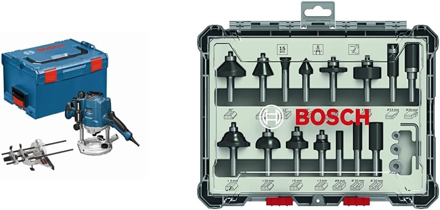 Bosch Défonceuses, 1250 W, 8 mm, Gris/Blanc, Accessoires pour Portatives, Affleureuses)