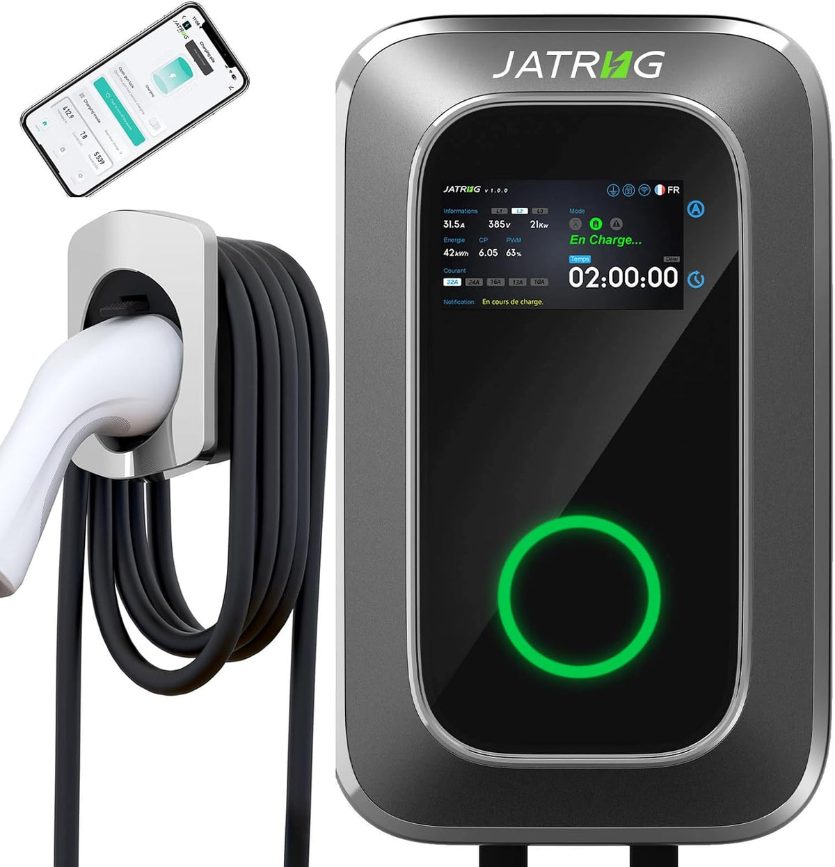 JATRHG Stations de charge, 11 kW, 8M, Noir/Gris