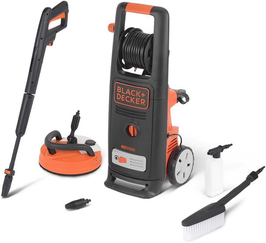 BLACK+DECKER nettoyeur haute pression, 2000 W, 140 Bar, 440 l, Noir, BXPW2000PE avec Patio Cleaner et Brosse Fixe (