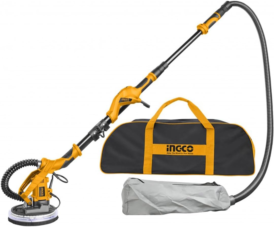 Ingco Ponceuses excentrique, 1050 W, Gris/Blanc, Ponceuse à sec Mur, Murs de plafond, tournevis
