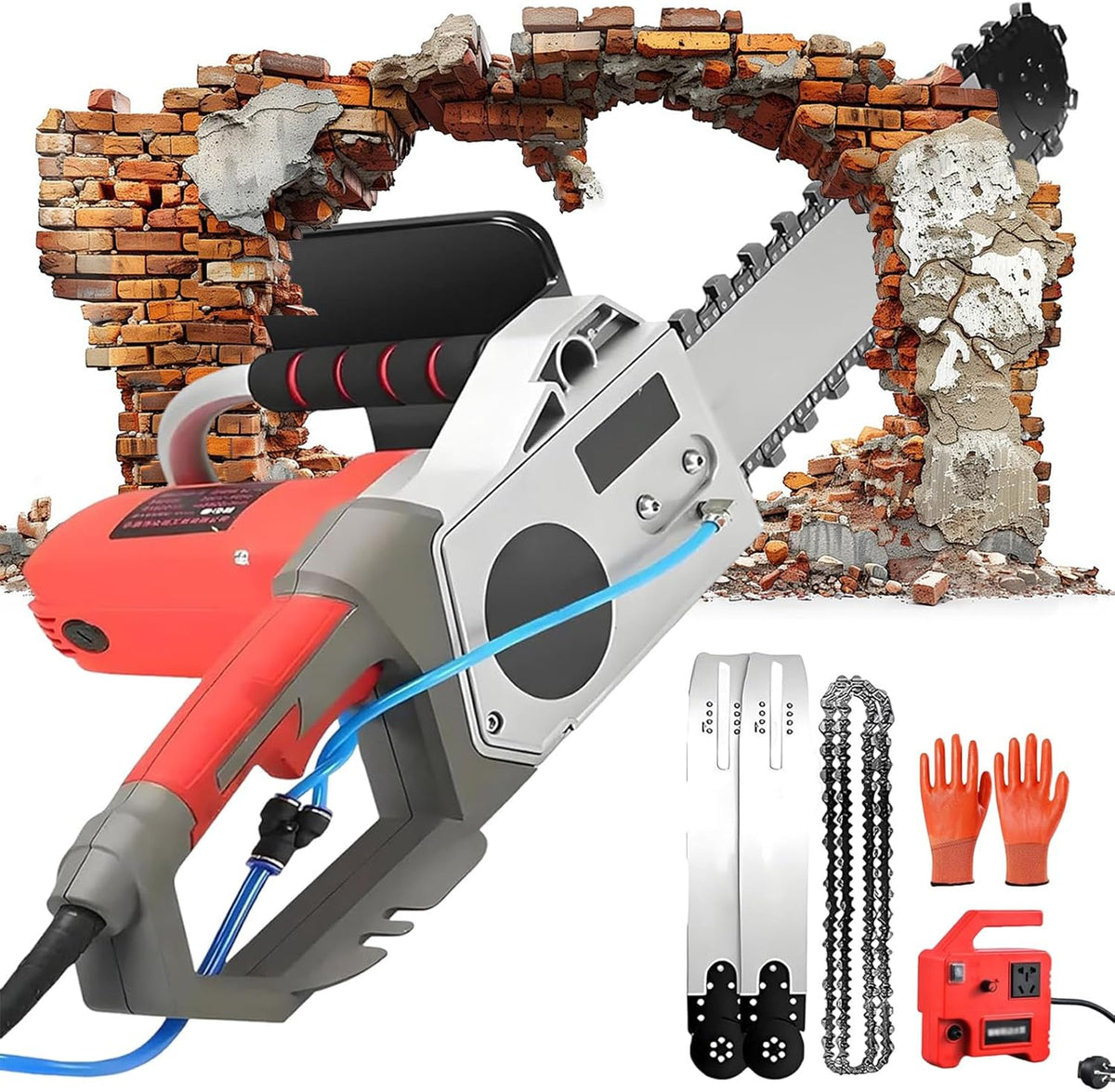 Eastnmythet tronçonneuse, Profondeur 35 cm, 48 cm, 6500 W, Gris/Rouge, Scie à Chaîne en Béton Électrique, Profondeur