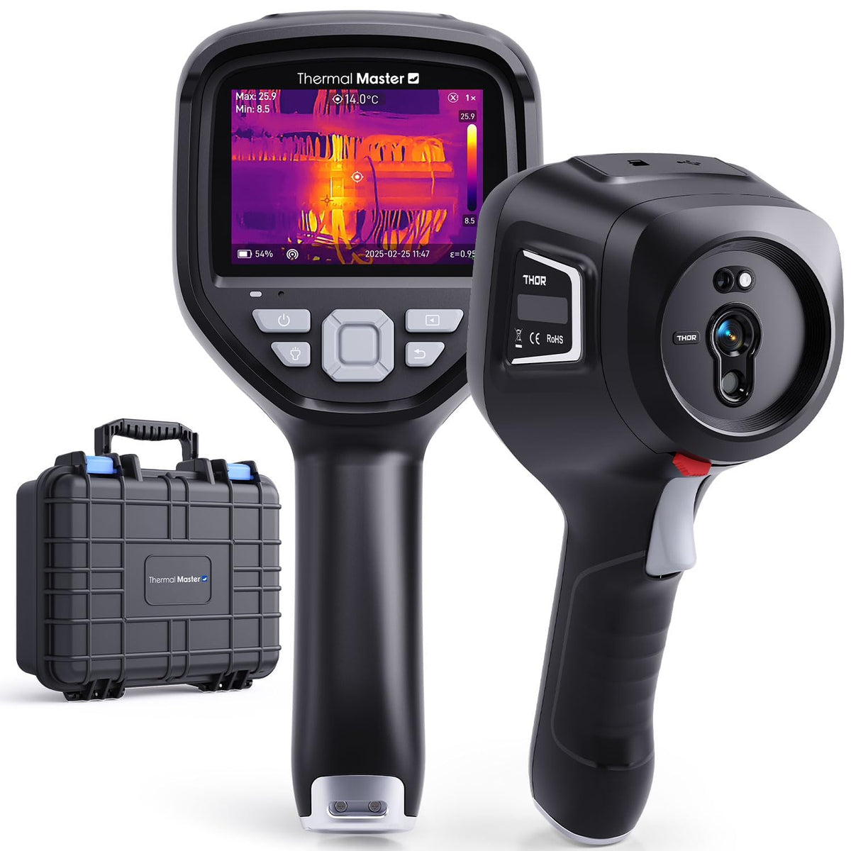 Thermal Master Imageurs thermiques, 512×384, Noir/Gris, Thor 002 Caméra Thermique Portable, Écran IPS 3, -20°C à 550°C