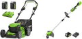 Greenworks tondeuse à gazon, 2x24, 480 m, 24 V, 33 cm, Blanc/Vert, Largeur Coupe