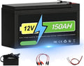 LEGZCDURBSA batterie, 15x9.5x6.3, 12 V, 150 Ah, Noir/Bleu, LiFePO4 à Cycle profond, faible auto-décharge, conception sûre for Drone