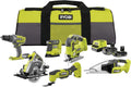 RYOBI scie circulaire, 18 V, 1x4, 1x2, Jaune/Noir, - Kit 6 outils ONE+ : Perceuse percussion, Scie sauteuse