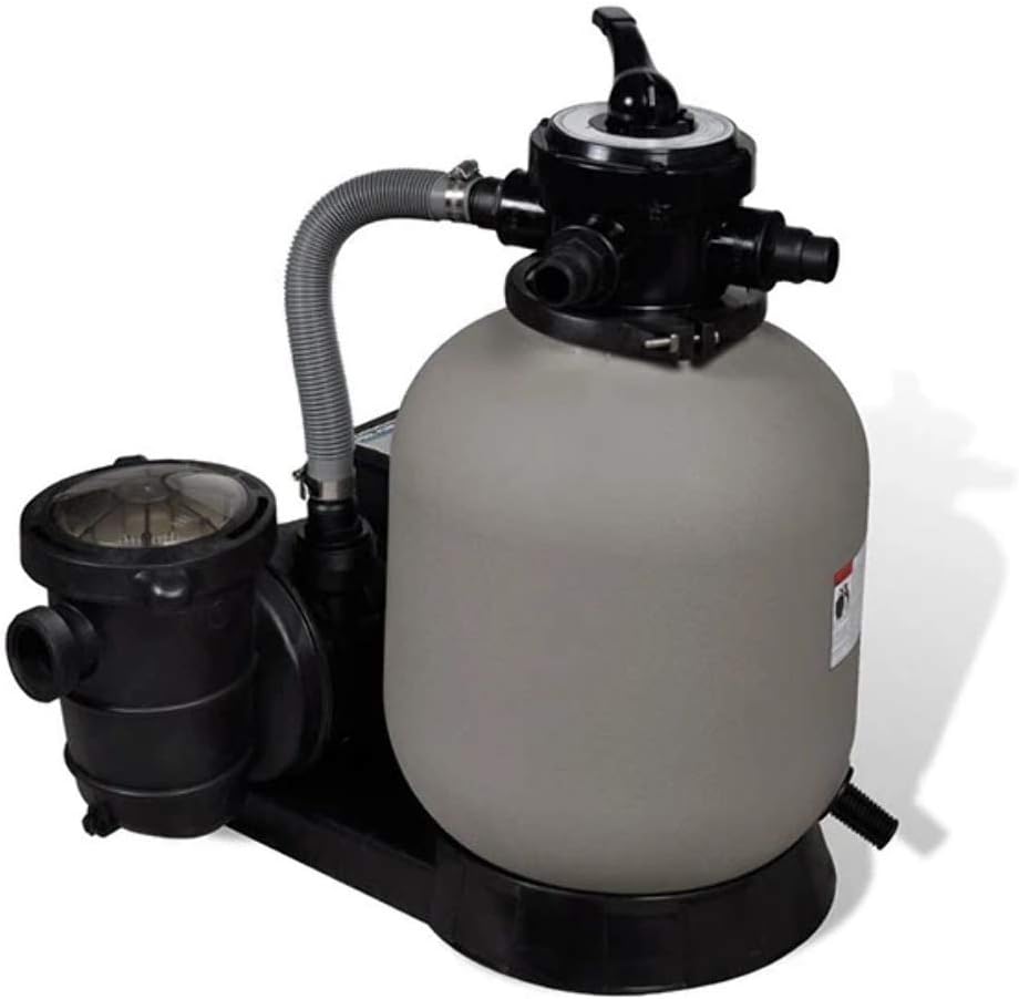 vidaXL Filtres, 350 x 502 x 655 mm (l x P x H), 600 W, 17000 l, Gris/Noir, Pompe à filtre à sable /h