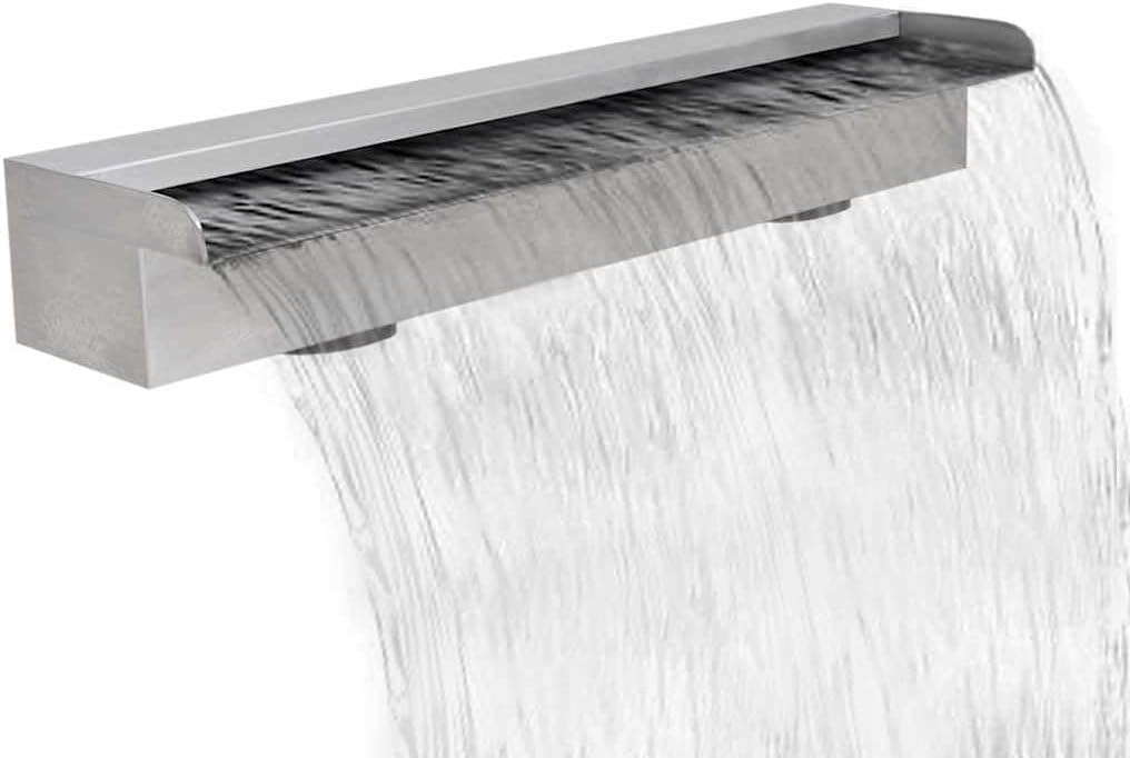 Ordellia Fontaines pour bassins d'agrément, 60 cm, acier inoxydable SS304, Argenté/Gris, Lame d'eau rectangulaire en Acier Inoxydable pour Bassin