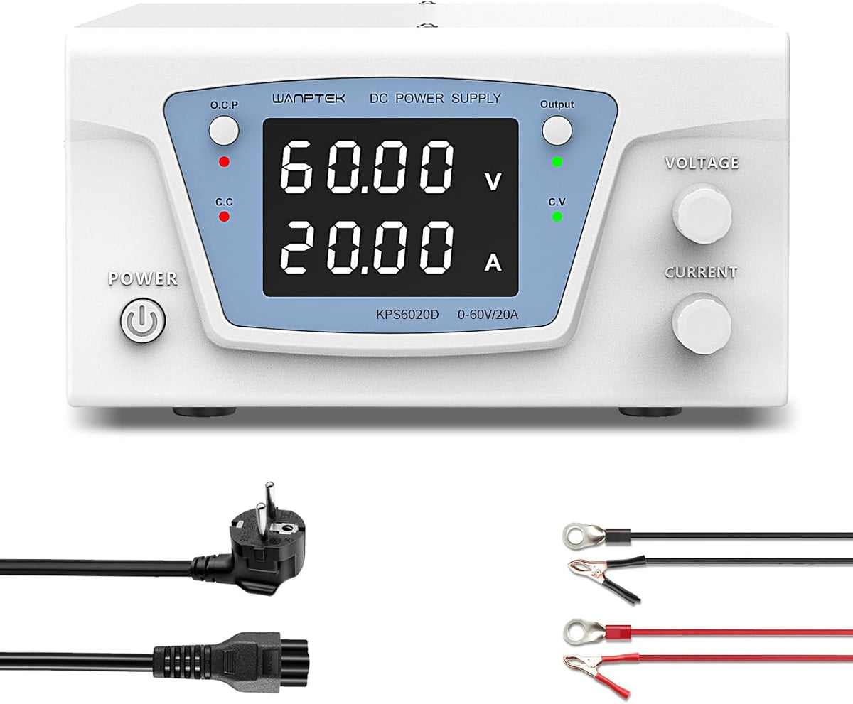 WANPTEK POWER Blocs d'alimentation, 60 V, 1200 W, Blanc/Gris, Alimentation de Laboratoire 20A, Alimentation Haute Puissance