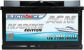 Electronicx batterie, 12 V, 110 Ah, 110 ah, Bleu, AGM Marine / Accumulateur solaire à décharge lente, sans entretien