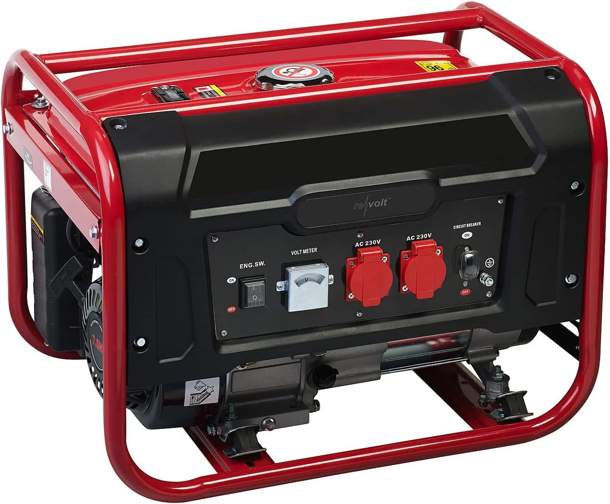 revolt groupe électrogène, 59 x 43 x 43 cm, poids : 40 kg, 2600 W, 2x 230, Noir/Rouge, à essence BIG-260 / V [ ]