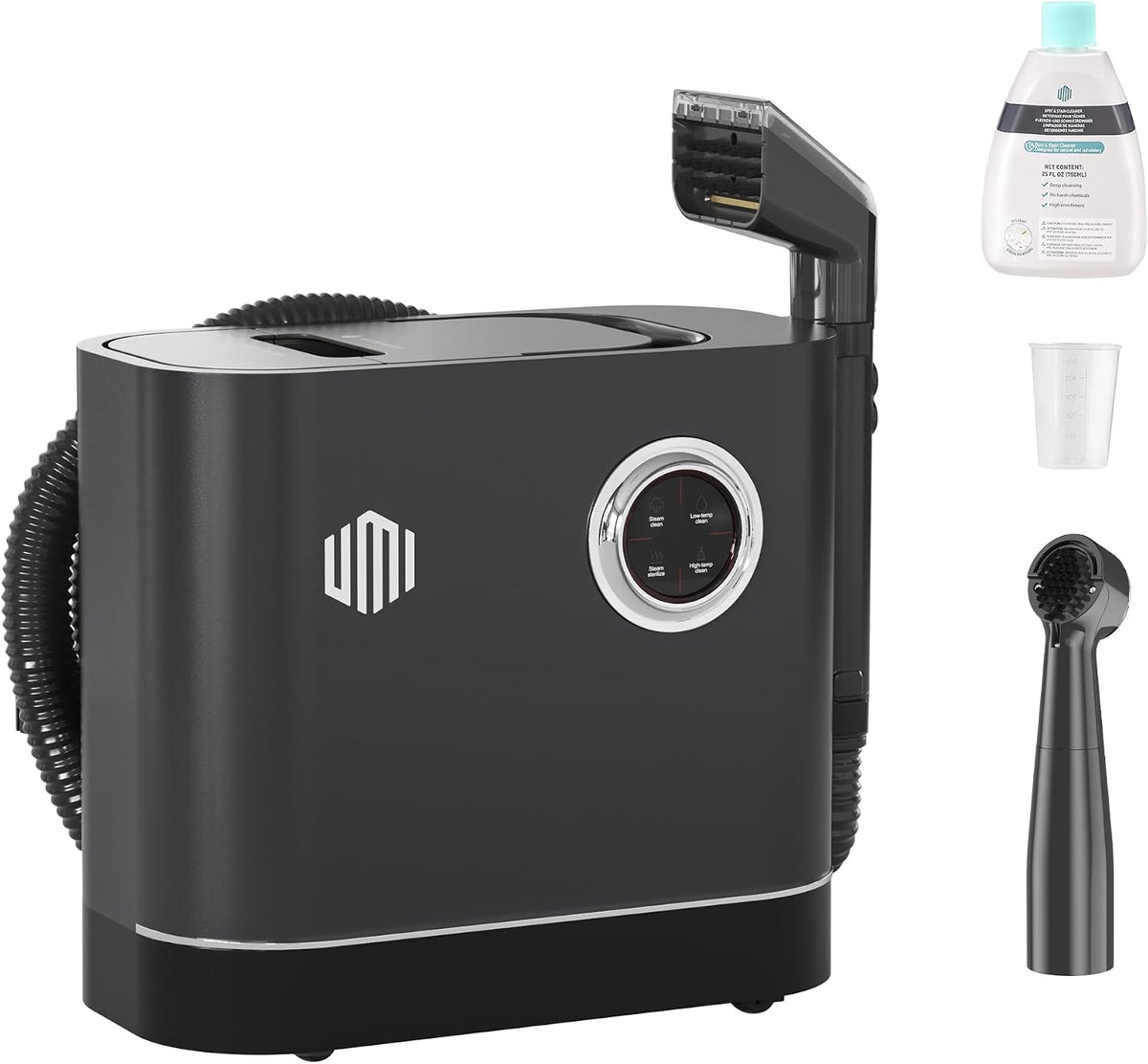 Umi canapé, 1,1 L, 1,2 L, Noir/Gris, Nettoyeur Vapeur pour avec Double Réservoir +