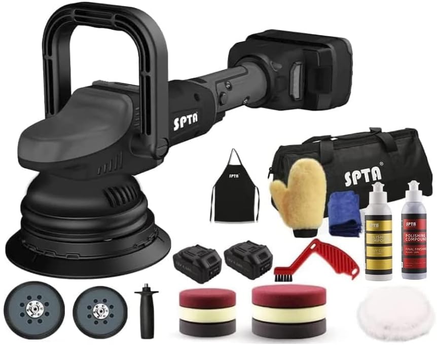 SPTA polisseuse, 20 V, 4800 tr/min, 125 mm, 150 mm, Noir/Gris, Machine à polir, Poliseuse Excentrique 2000, 3 Vitesse Variable