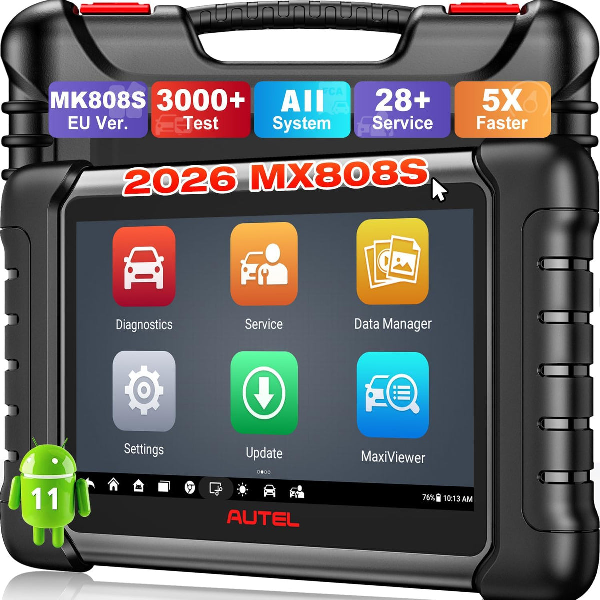 Autel tests et mesures, 4G, 64G, 2.4G, 5G, Noir/Bleu, MaxiCheck MX808S, 2026 Bidirectionnel comme MK900BT MK808BT PRO