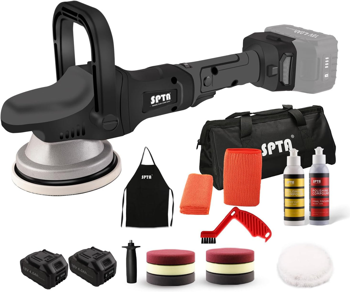 SPTA polisseuse, 18 V, 125 mm, 150 mm, 4.0 Ah, Noir/Gris, Orbitale, Machine à polir, et Excentrique 160-480 r/min