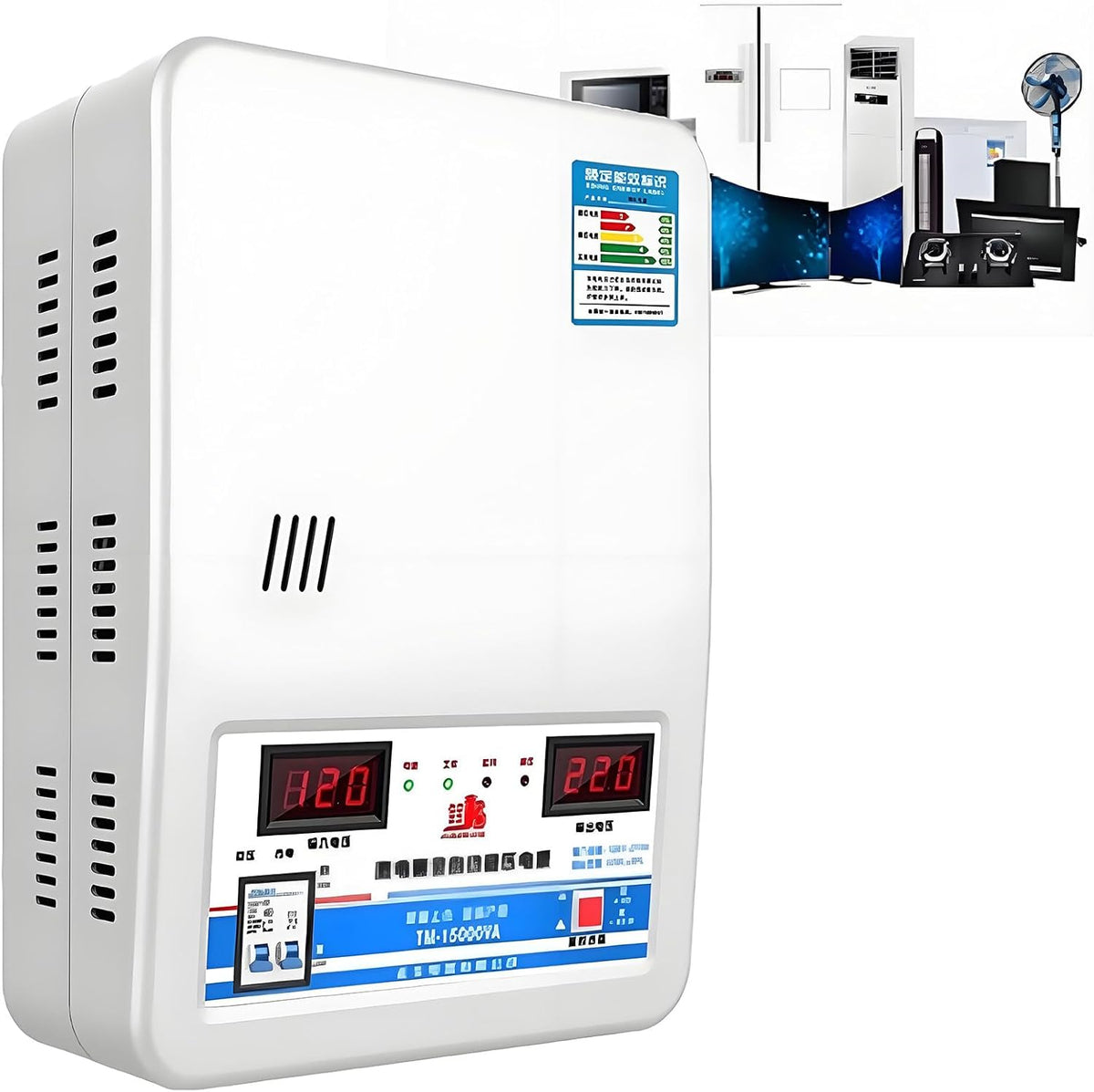 ZYLDDS convertisseur de tension, 220 V, 800 W, 000 W, 15000 W, Blanc/Gris, 6 /15 /20, régulateur de tension automatique monophasé robuste