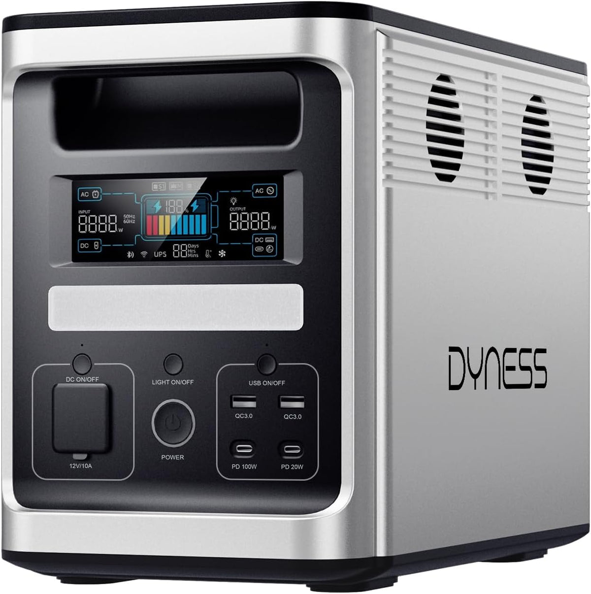 Dyness groupe électrogène, 1800 W, 1536 Wh, 4608 Wh, 2800 W, Gris/Noir, Générateur Solaire, Station Électrique Portable LiFePO4 (Extensible Jusqu'à )