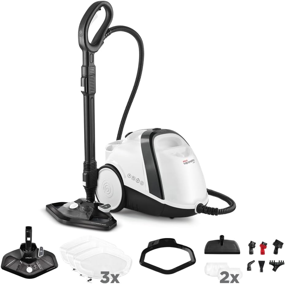 Polti nettoyeur vapeur, 2 Litres, Blanc/Noir, Vaporetto Smart 120, Chaudière Haute Pression 4 Bars, Réservoir Amovible