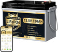 PUPVWMHB batterie, 12 V, 320 Ah, 4096 Wh, Noir/Gris, LiFePO4 avec Bluetooth, BMS 200 A, jusqu'à 15 000 cycles