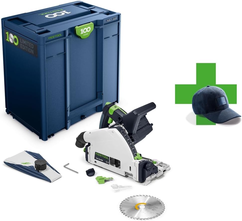 Festool Scies plongeantes, Bleu/Blanc, Scie à Batterie TSC 55 KEB-Basic 100Y Édition Limitée