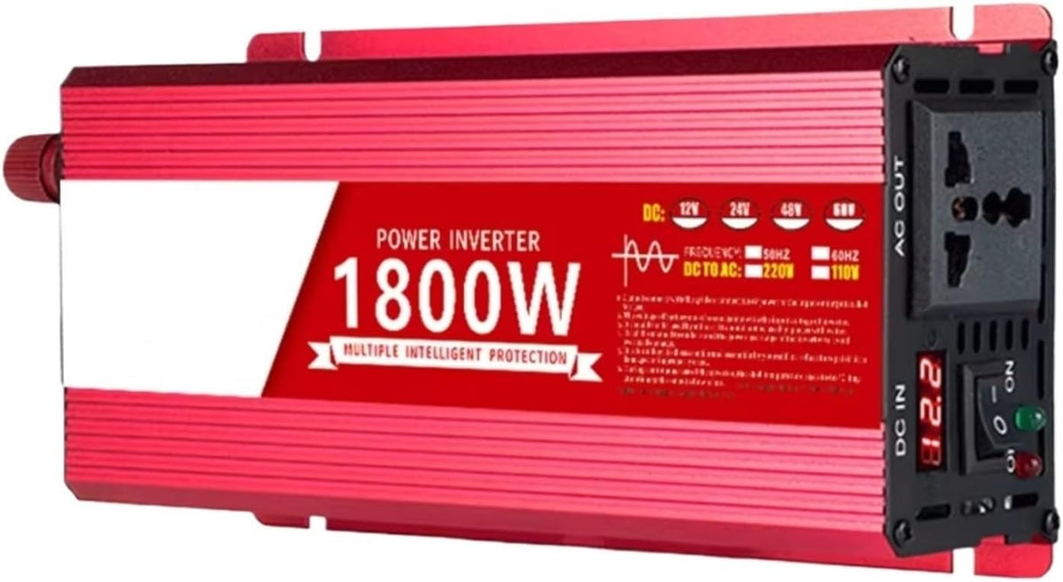 TETARI Convertisseurs électriques, 12 V, 220 V, 1600 W, 2200 W, 3000 W, Rouge, 220-240 V 50HZ)