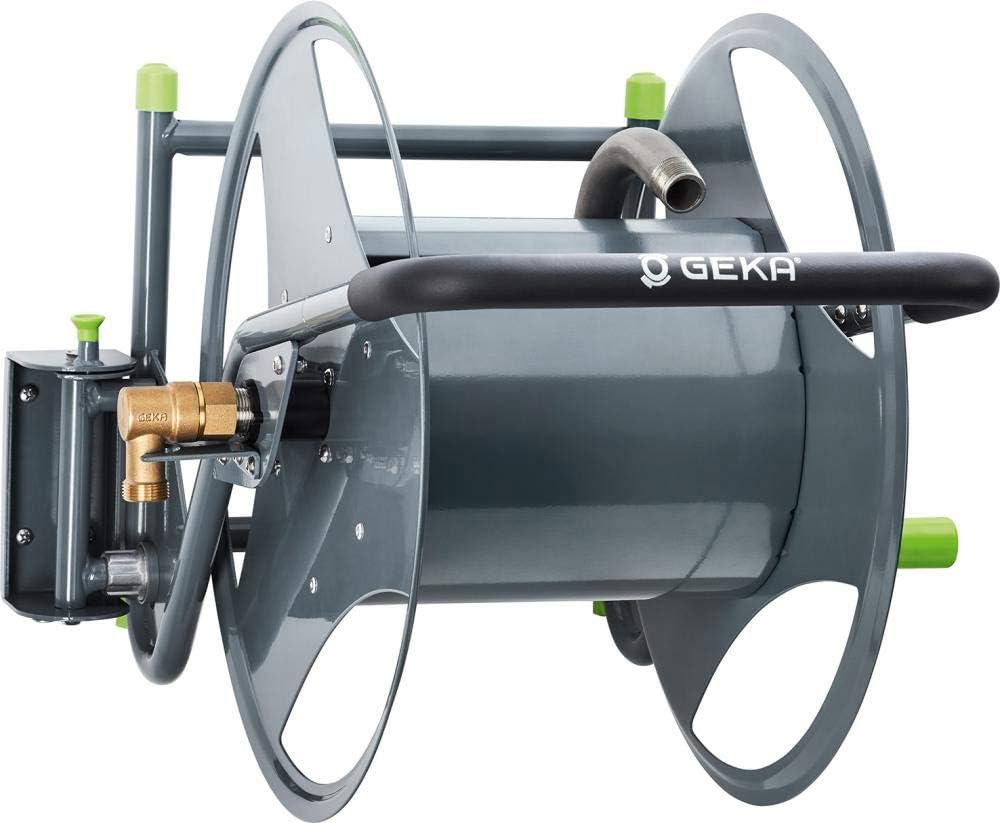 Geka Enrouleurs, Gris/Vert, Enrouleur Mural pour Tuyau Plus P40
