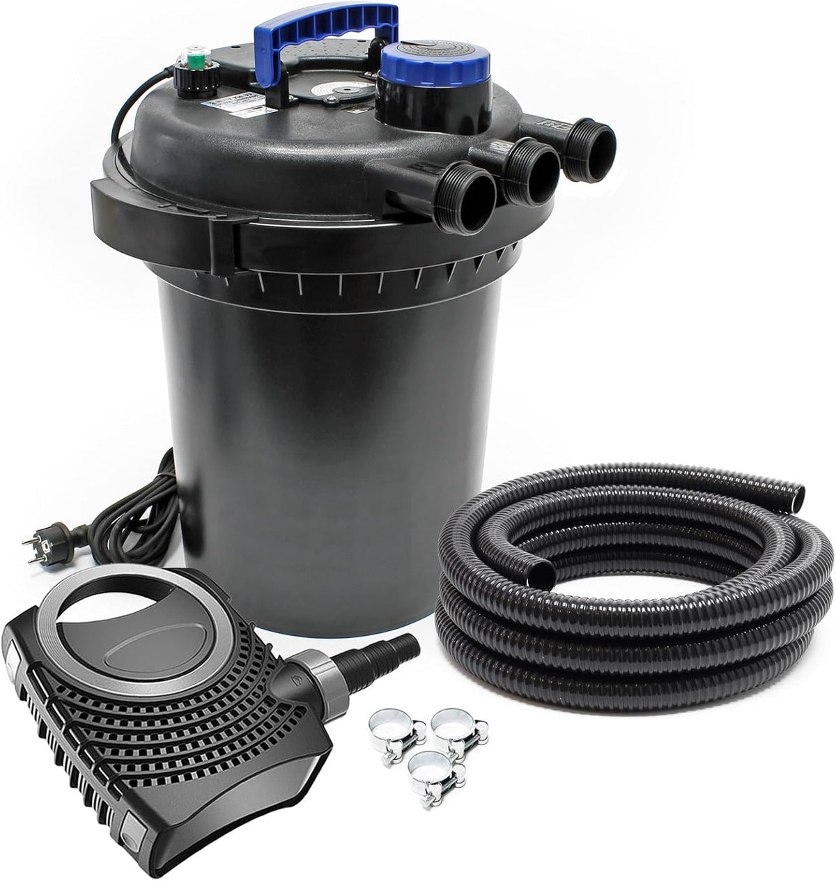 SunSun Kits pour jardins aquatiques, 10000 L, 11 W, 6000l, 40 W, 5 m, Noir/Gris, Kit complet: CPF-250 Filtre de bassin à pression jusqu'à avec lampe