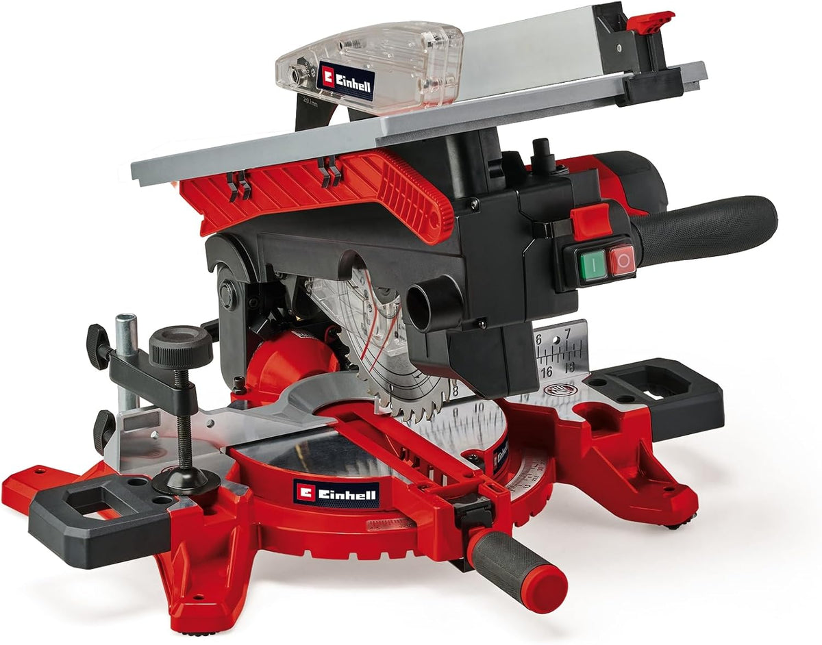 Einhell scie circulaire, 500 W, 216 mm, 120 mm, 55 mm, Rouge/Gris, Scie à onglet combinée table supérieure TE-MS 216 T (1