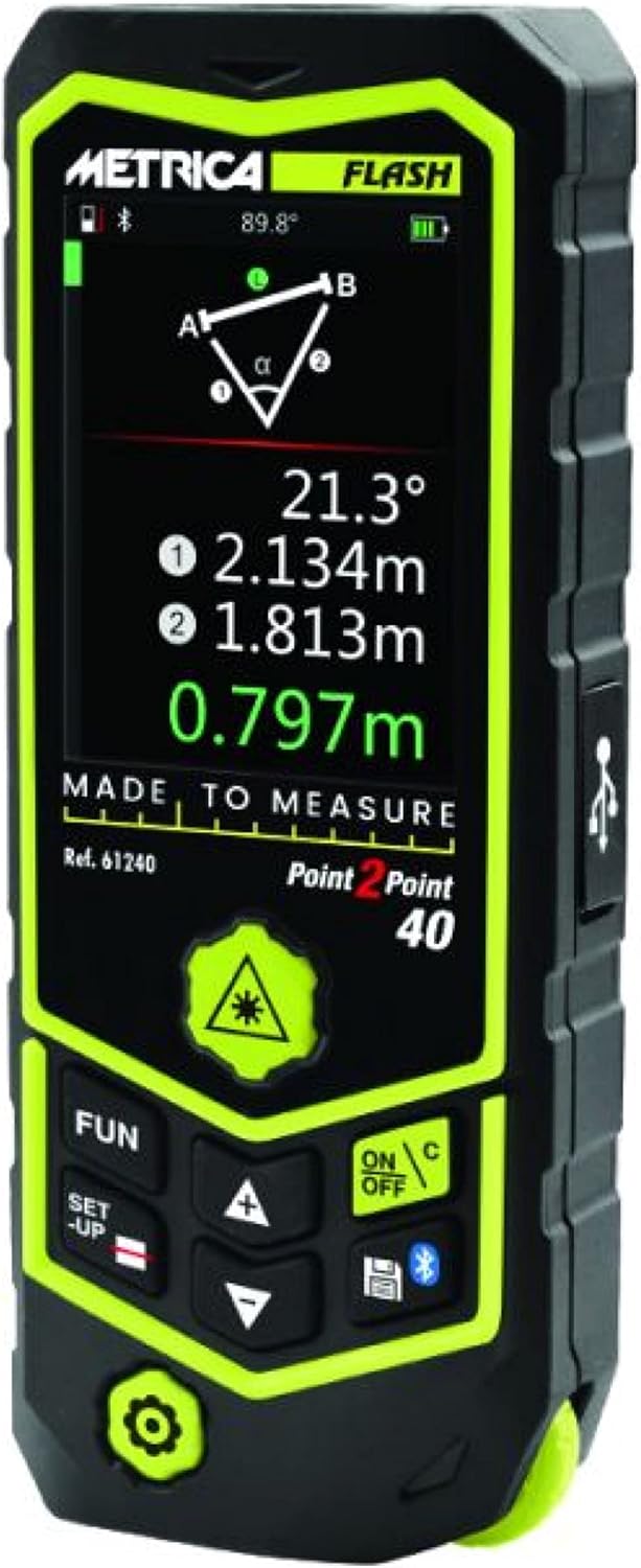 Metrica Télémètres laser, 60 m, Noir/Vert, Télémètre laser Flash point 2 point 60 - 61260
