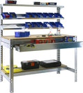 Simon Rack Établis, 600 kg, 1445x1210x610 mm, Gris/Blanc, SimonRack Etabli d'Atelier, Capacité de Charge, 3 Étagères