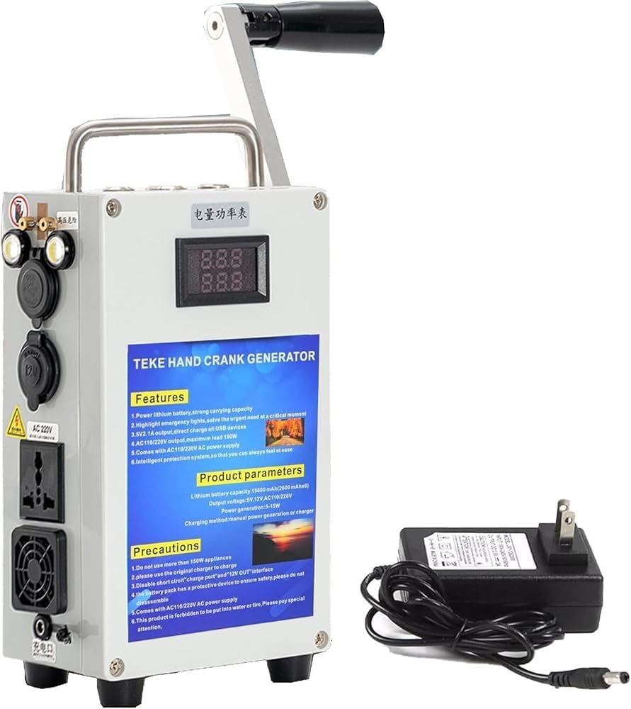 Générateur groupe électrogène, QZ-200 W., 81 AH, 500 W, Blanc/Gris, manuel à manivelle