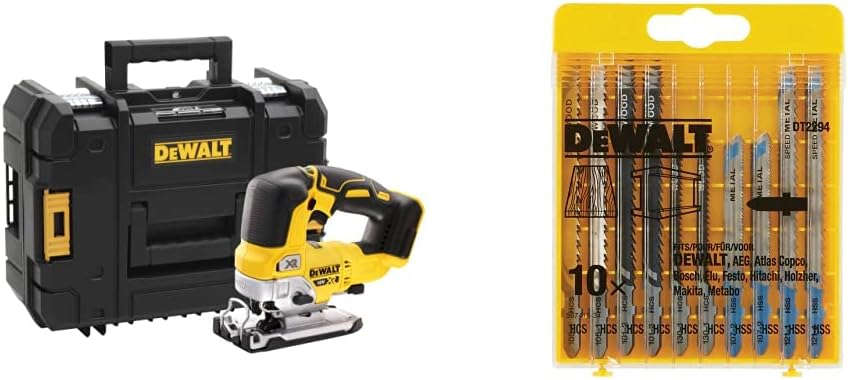DeWalt Scies sauteuses, 18 V, 3200 tr/min, 135 mm, 10 mm, Marron/Noir, Scie Sauteuse Brushless XR Li-ion, Coffret TSTAK et Éclairage LED