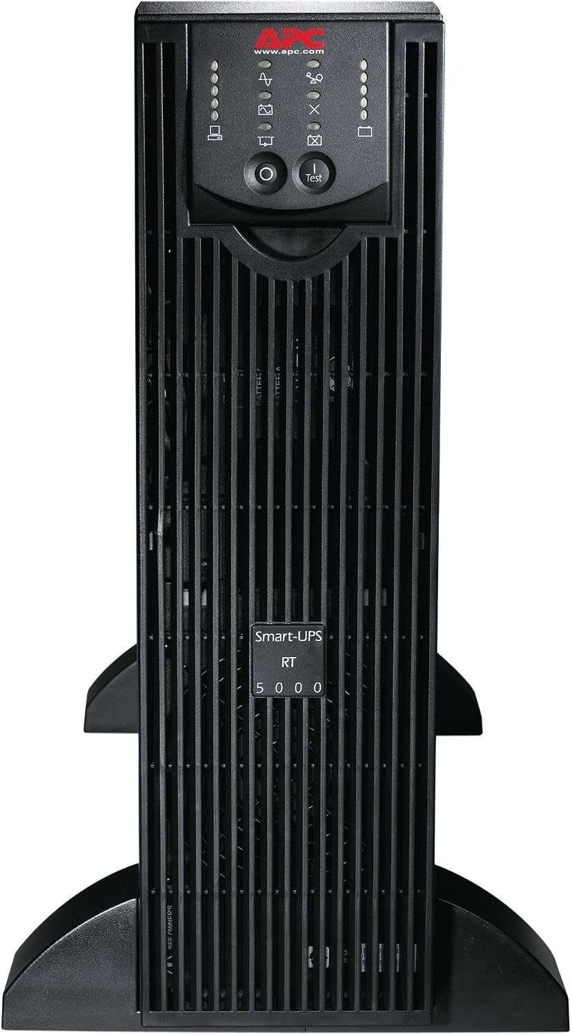 APC onduleur, 230 V, Noir/Gris, Smart-UPS RT 5000VA, ( externe ) Ethernet 10/100, RS-232 10 connecteur(s) de sortie Smart-Slot Hauteur du rack 3 U