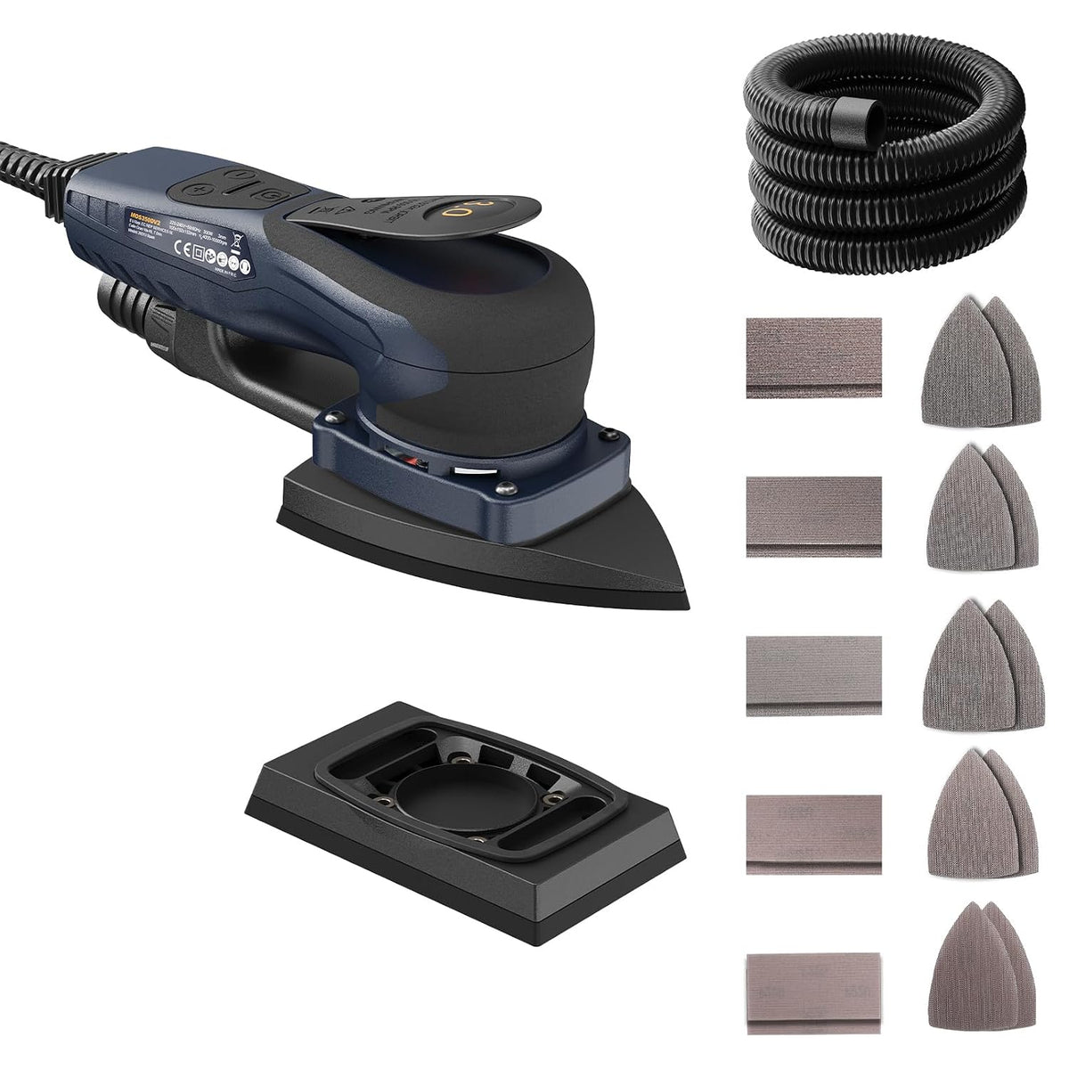 MAXXT Ponceuses excentrique, 350 W, 10000 tr/min, Noir/Gris, Ponceuse Delta et Rectangle 2-en-1 sans balais