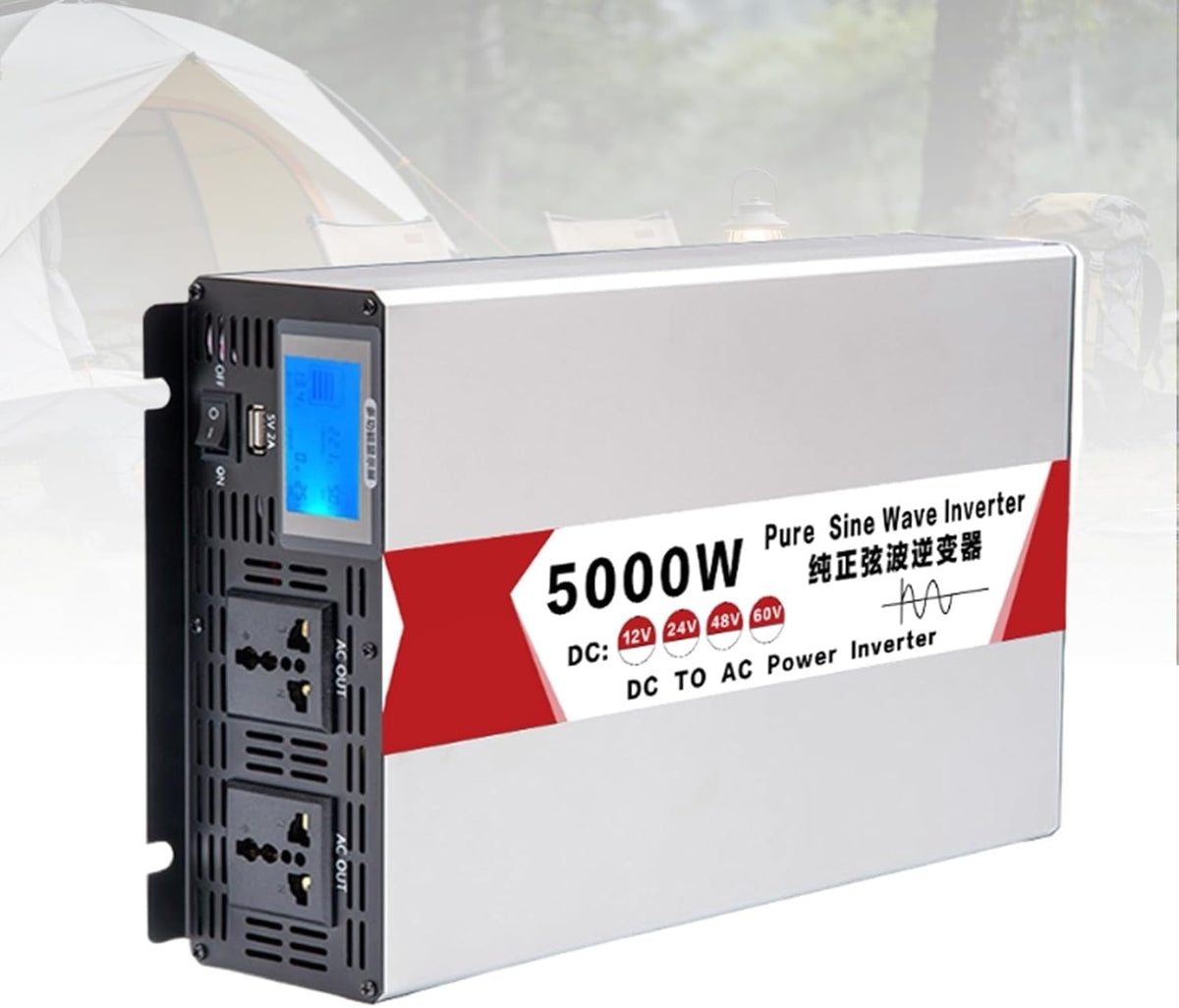 KAIKAFEI onduleur, 33*16*8 cm / 13*6.3*3.2 in, 5000 W, 8000 W, 60 V, 110 V, Gris/Blanc, Sinusoïdal Pur pour RV et Stockage d'Énergie