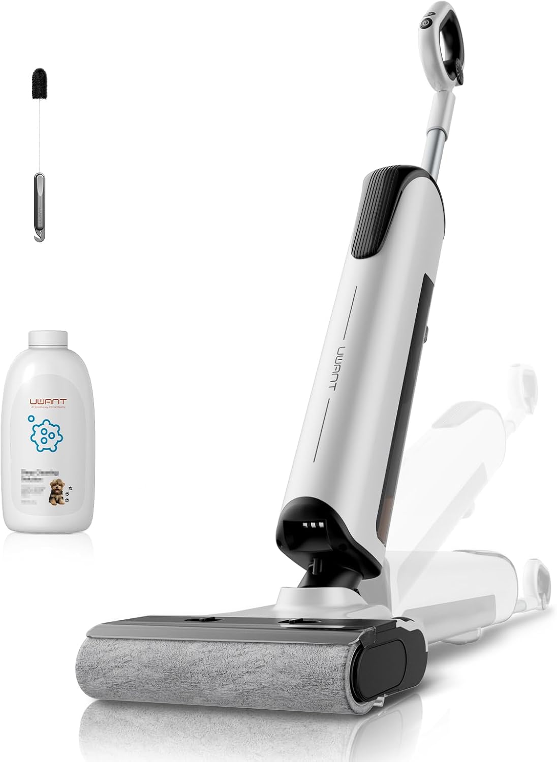 uwant uwant, 2 mm, Gris/Blanc, D100 Aspirateur Laveur, Détection Intelligente des Taches, Nettoyage à 180°