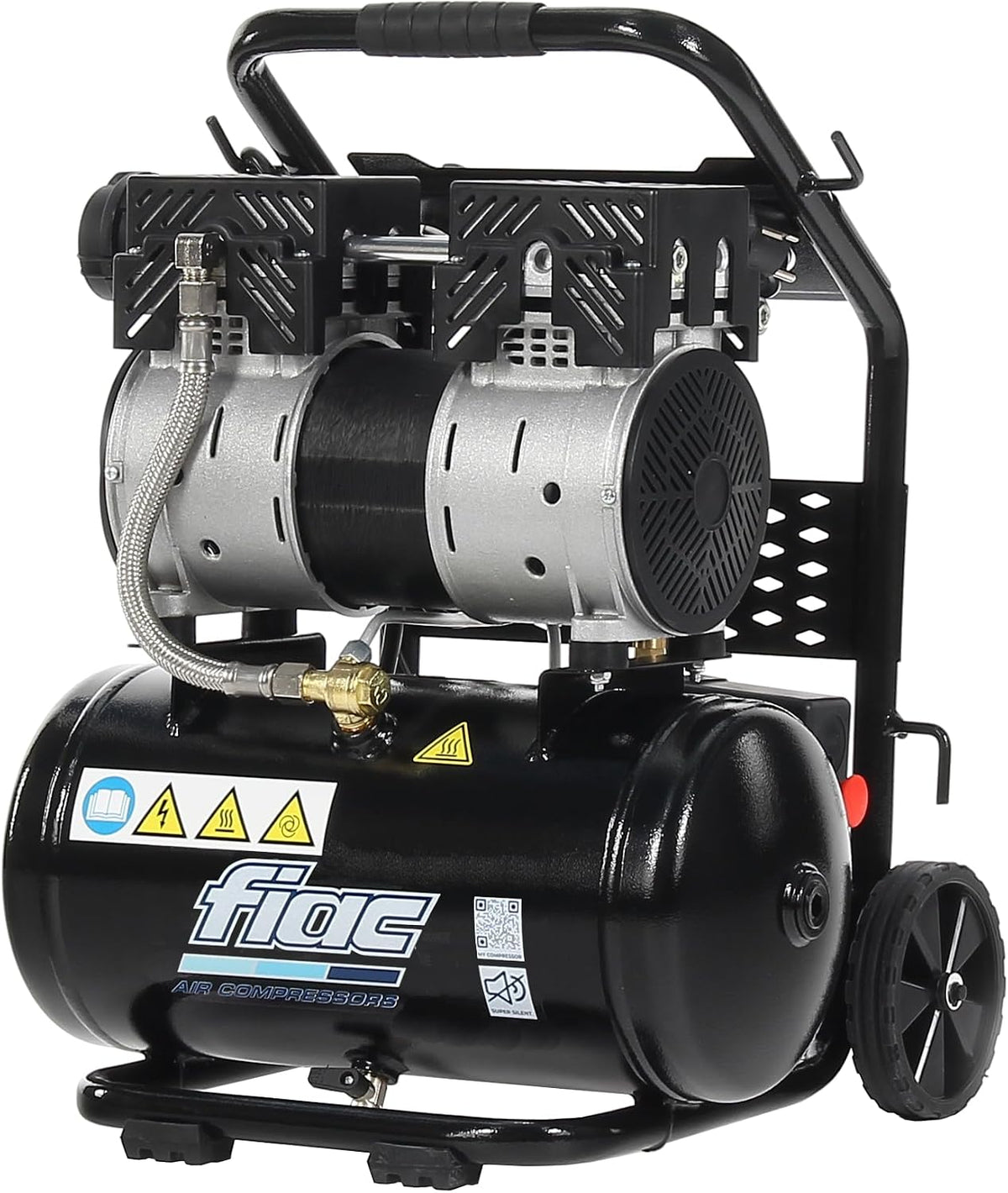 FIAC Compresseurs d'air, 8 Bar, 10 Litre, 58 dB, Noir/Gris, Supersilent 10 Silent, Compresseur d'air portable