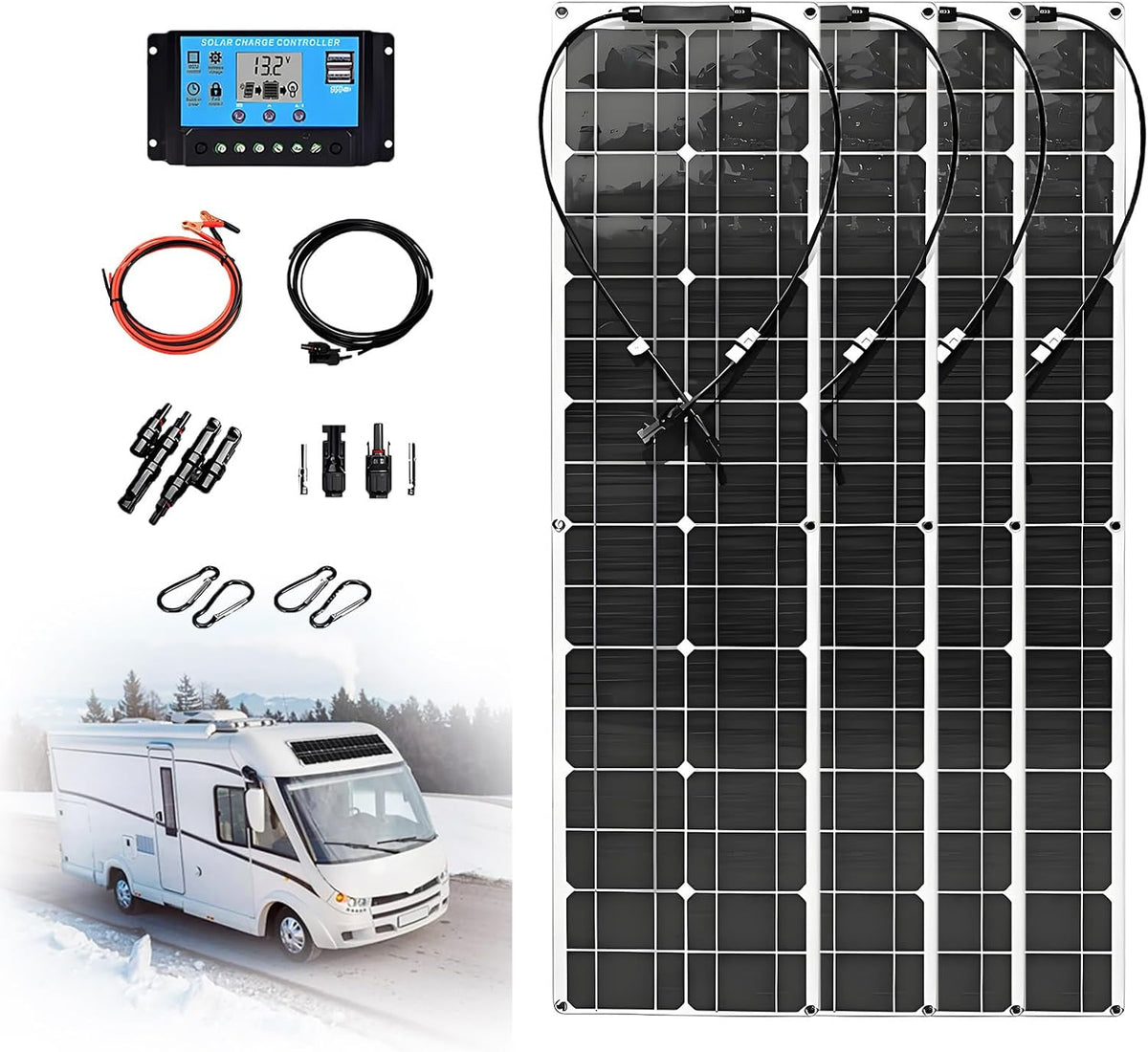EpyGnom Panneaux solaires monocristallins, 1060 x 277 x 3 mm/41,7 x 10,9/0,11 pouces, 400 W, 400 W, Noir/Gris