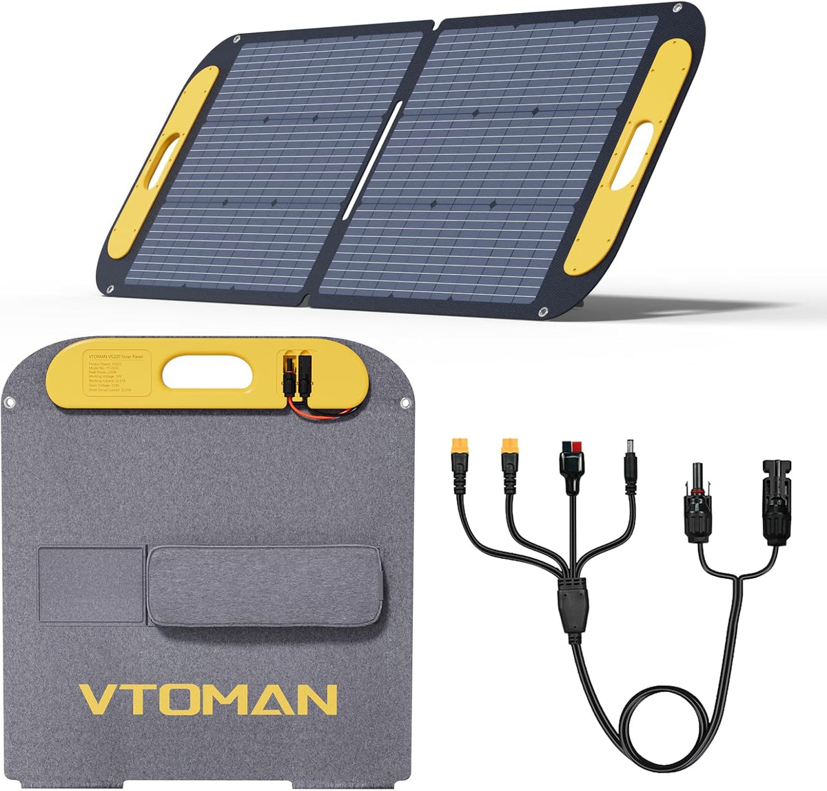 VTOMAN panneau solaire, 110 W, Gris/Bleu, Pliable et léger, chargeur de batterie ETFE