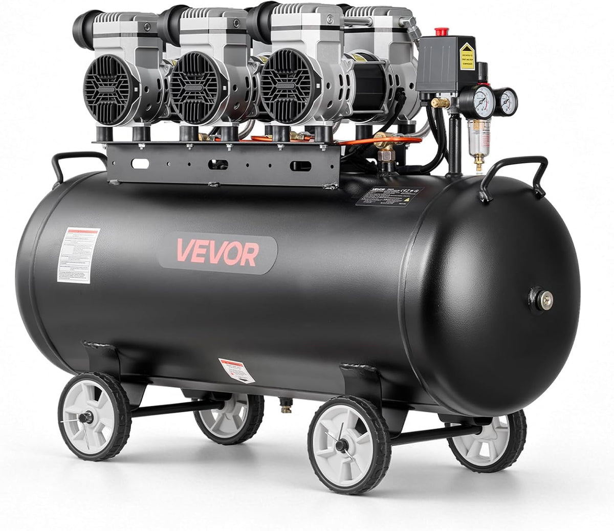 VEVOR Compresseurs d'air, 1030x375x710 mm / 40,6x14,8x28 pouces, 100 L, 3 kW, 198 L, 6,2 bar, Noir/Gris, Gonflage Pneus
