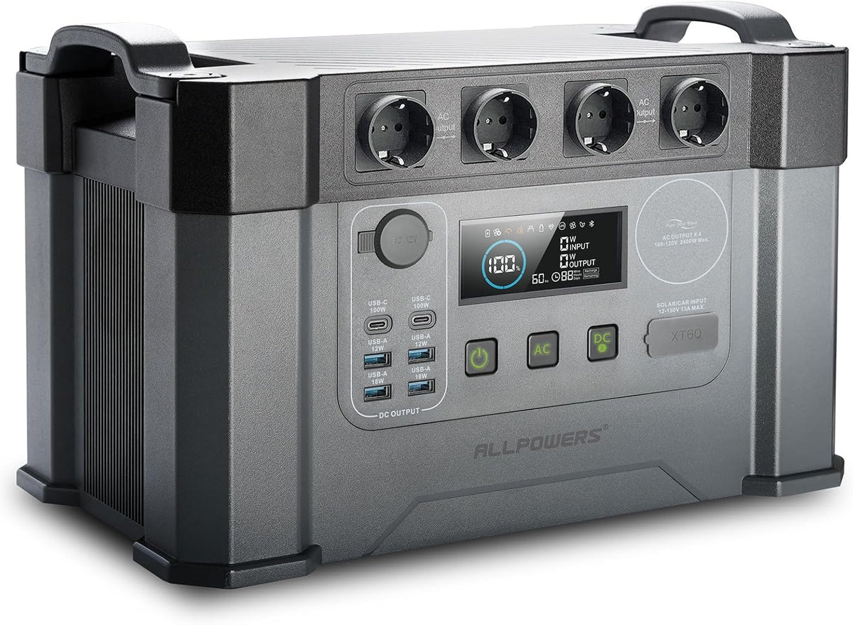 ALLPOWERS groupe électrogène, 2400 W, 1451 Wh, 4000 W, Gris/Noir, S2000Pro Station électrique portable (crête )