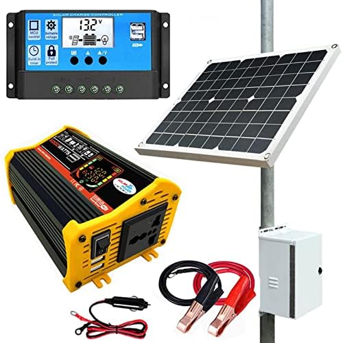Kit onduleur, 4000 W, Gris/Noir, de panneau solaire avec batterie, Système d'alimentation hors réseau complet pour la maison