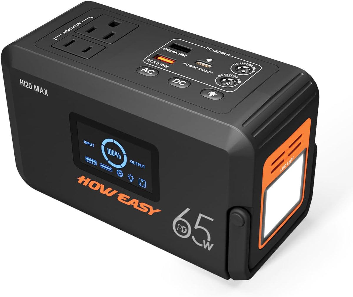 HOWEASY groupe électrogène, 15 x 10 x 7 cm., 98 W., 98 Wh, 135 W, 200 W, Noir/Gris, Station d'alimentation portable