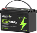 SENTORISE Batteries de voiture, 12 V, 100 Ah, 1280 Wh, Noir/Gris, LiFePO4 Batterie, nutzbare Energie mit 100A BMS