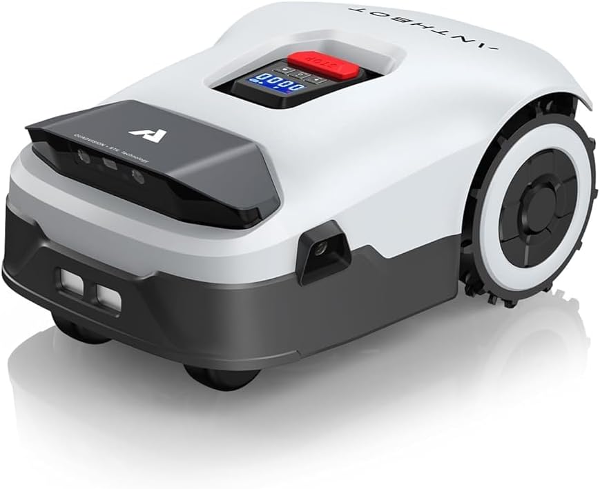 ANTHBOT robot tondeuse, Gris/Blanc, sans Fil Périphérique - 900㎡, Full Band RTK+4 Yeux IA Vision Tondeuse Robot Gazon