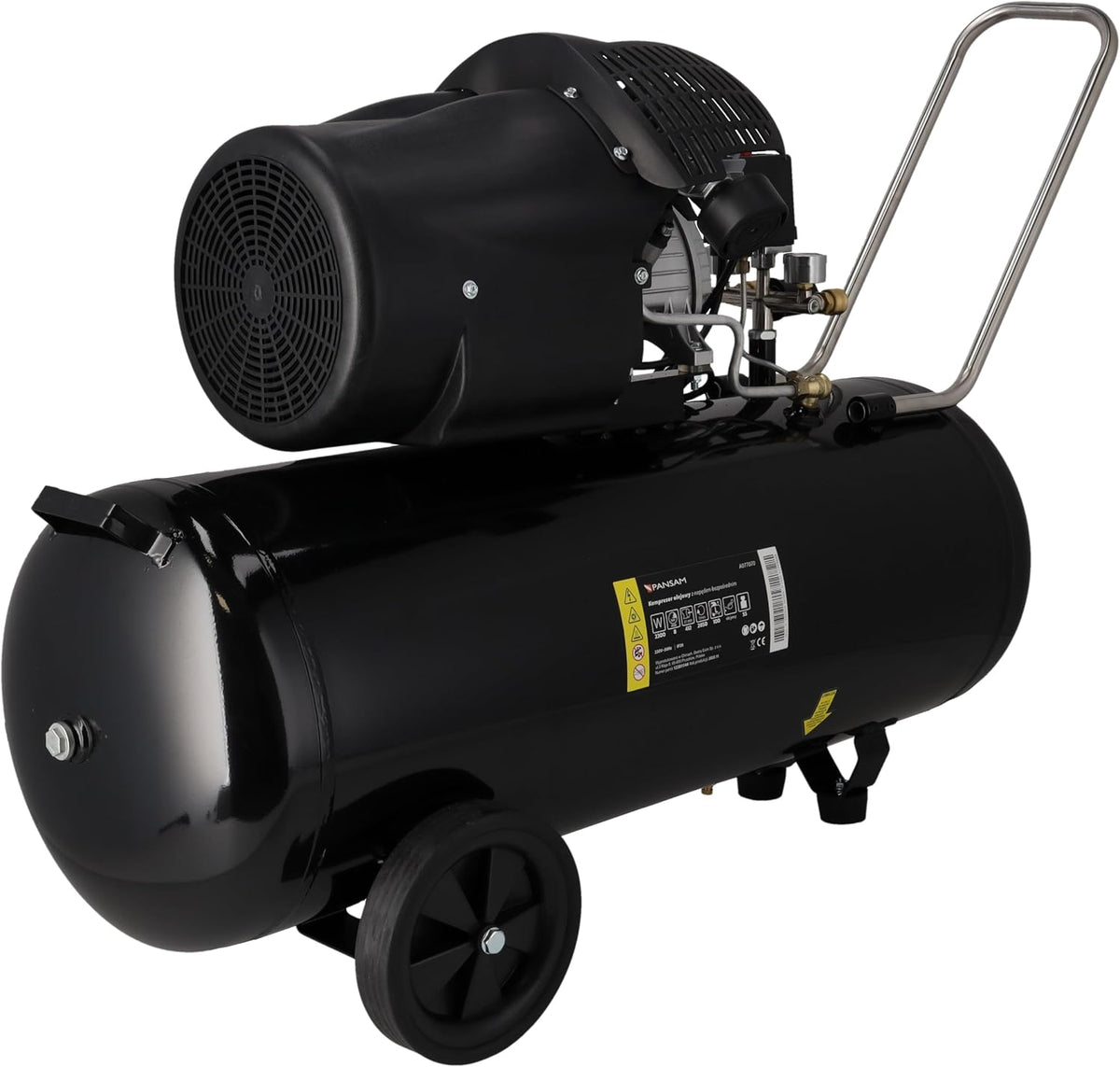 Dedra Compresseurs d'air, 100 L, 2300 W, 8 bar, 412 l, Noir/Gris, PANSAM Compresseur à air lubrifié, bicylindre en V
