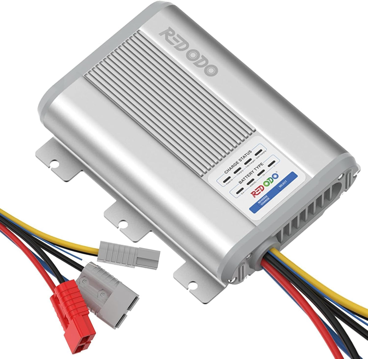 Redodo Chargeurs de batterie, 12 V, Gris/Blanc, Chargeur de batterie 40 A DC-DC avec MPPT pour LiFePO4, chargeur CC CC pour camping-car